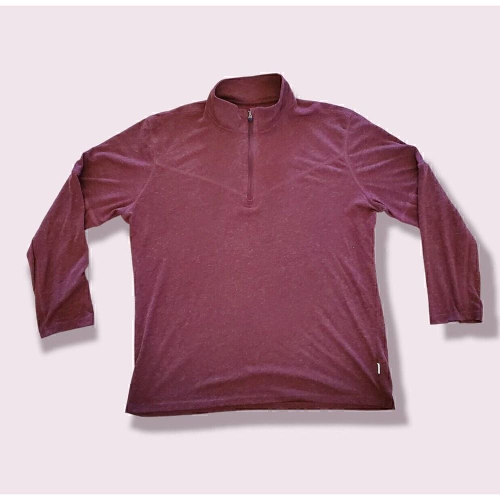 Magellan Outdoors Men's Adventure Gear Long Sleeve Wine 1/4 Zip T-Shirt Size L